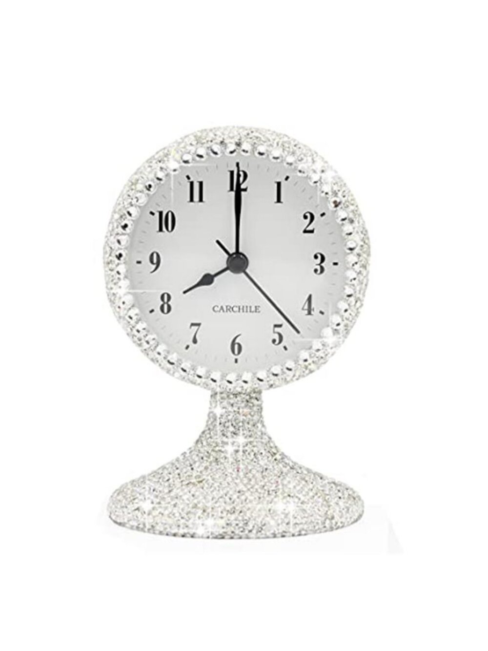 Luxury Rhinestone Small Alarm Desk Table Clock Morning Call Handmade Fashion